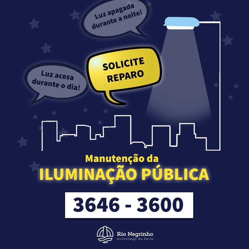 Luz do poste apagada a noite? Avise a Prefeitura e solicite a manutenção da iluminação pública!