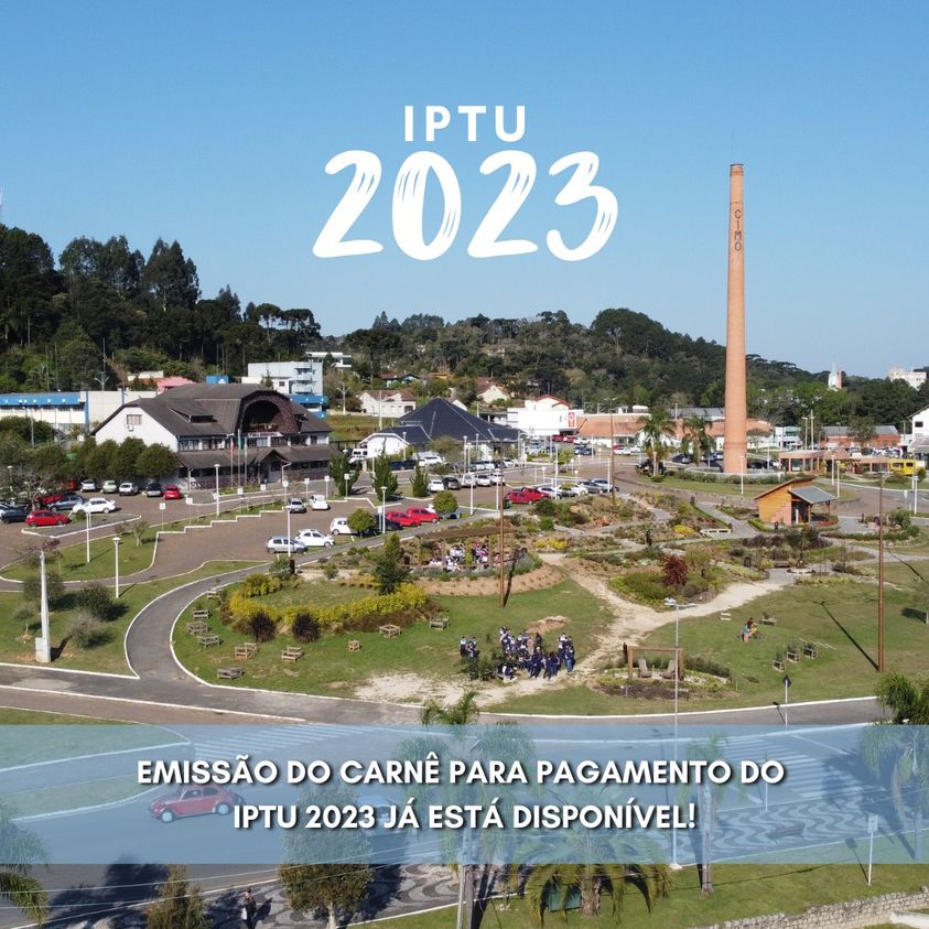 Os carnês para pagamento do IPTU 2023 já estão disponíveis no site da Prefeitura de Rio Negrinho!