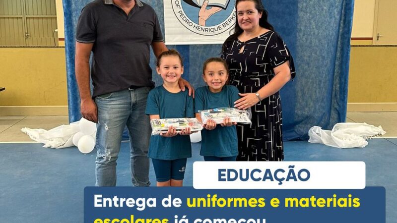 Entrega dos uniformes escolares e dos kits de material foi iniciada nesta segunda-feira!