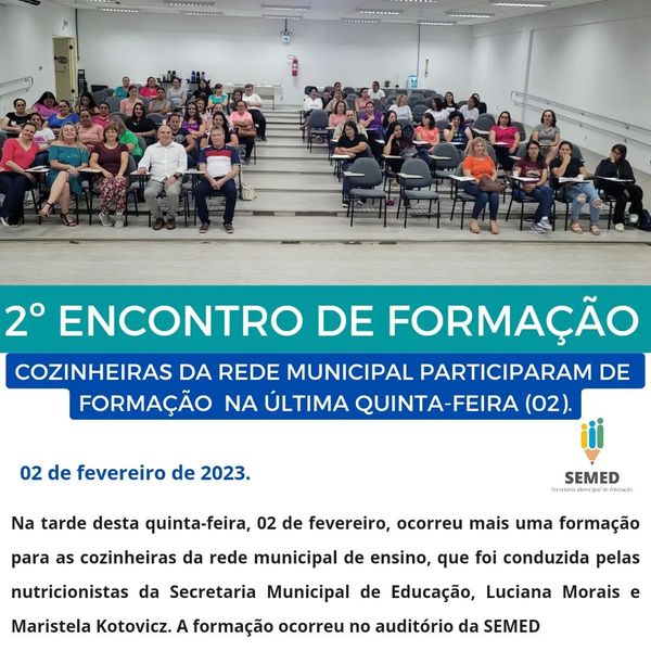 Formação do segundo grupo de cozinheira da rede municipal de ensino