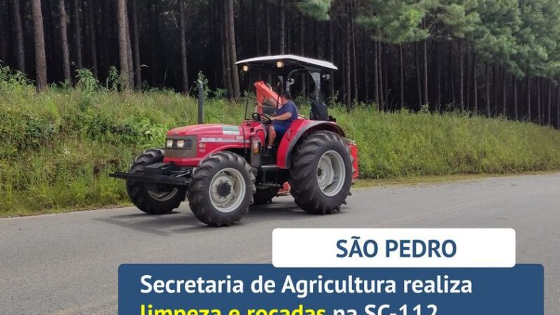 SECRETARIA DA AGRICULTURA REALIZA LIMPEZA E ROÇADAS NA SC-112