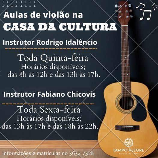 AULAS DE VIOLÃO NA CASA DA CULTURA.