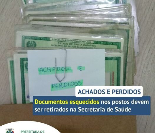 Esqueceu seus documentos no posto de saúde? Eles podem estar nos Achados e Perdidos.