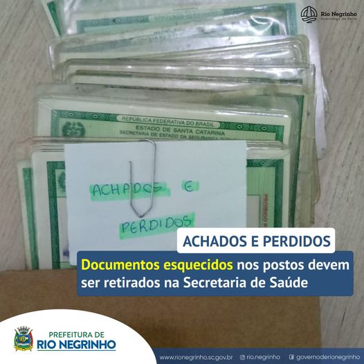 Esqueceu seus documentos no posto de saúde? Eles podem estar nos Achados e Perdidos.