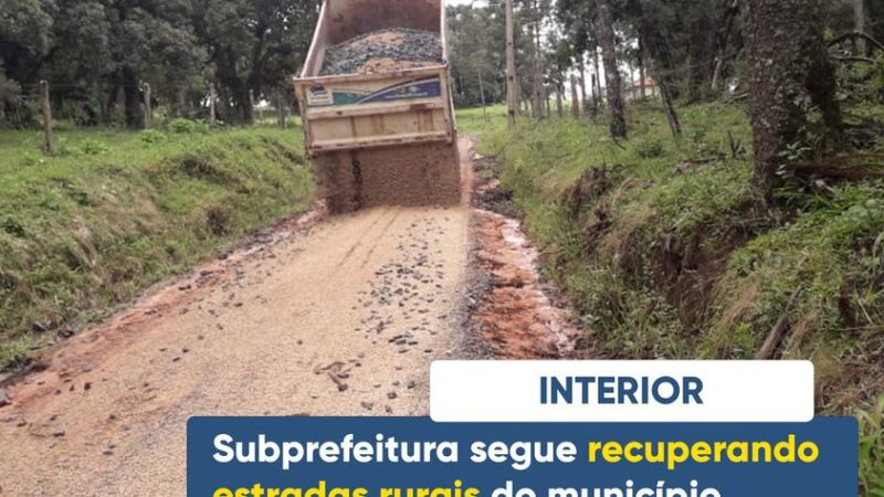 SUBPREFEITURA SEGUE RECUPERANDO ESTRADAS RURAIS DO MUNICÍPIO.