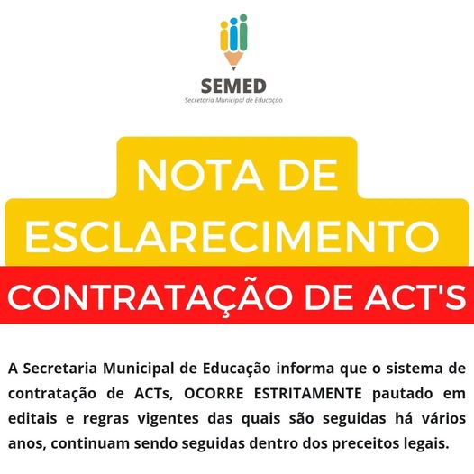 Nota de esclarecimento sobre a contratação de profissionais ACTs*