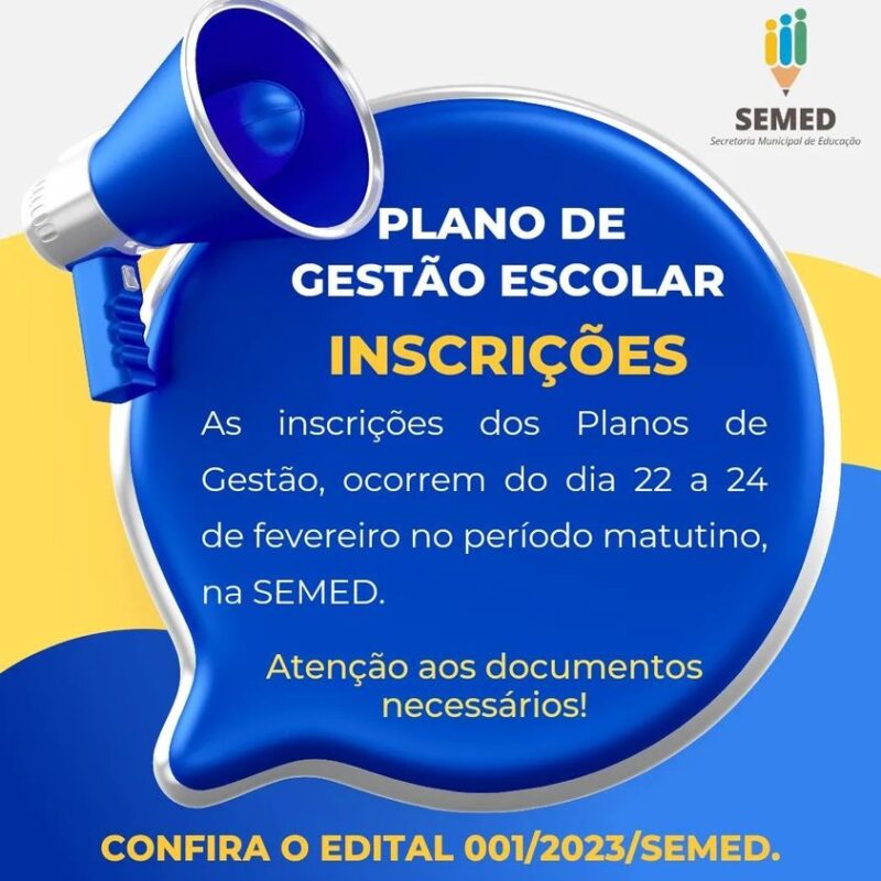 Inscrições dos Planos de Gestão Escolar.