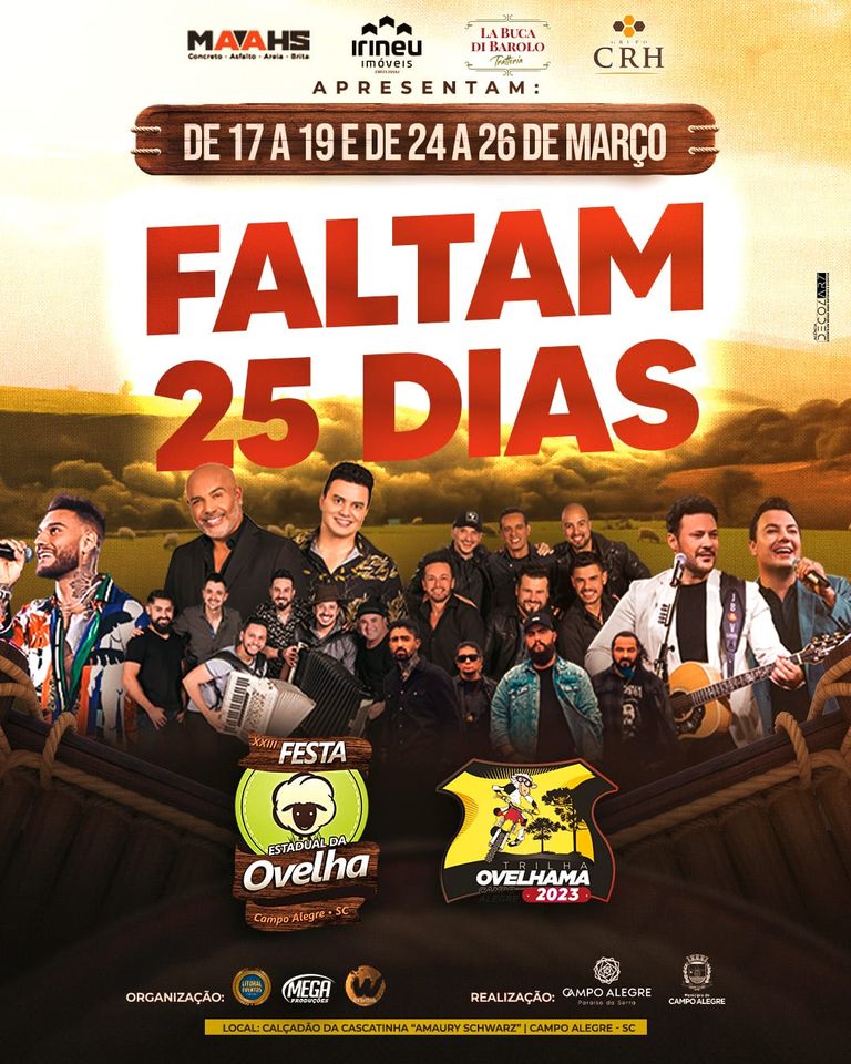 Já estamos em contagem regressiva para a maior festa do “Paraíso da Serra”. Serão 10 dias de muita música, atrações, diversão, exposições e pratos à base de carne de ovelha.