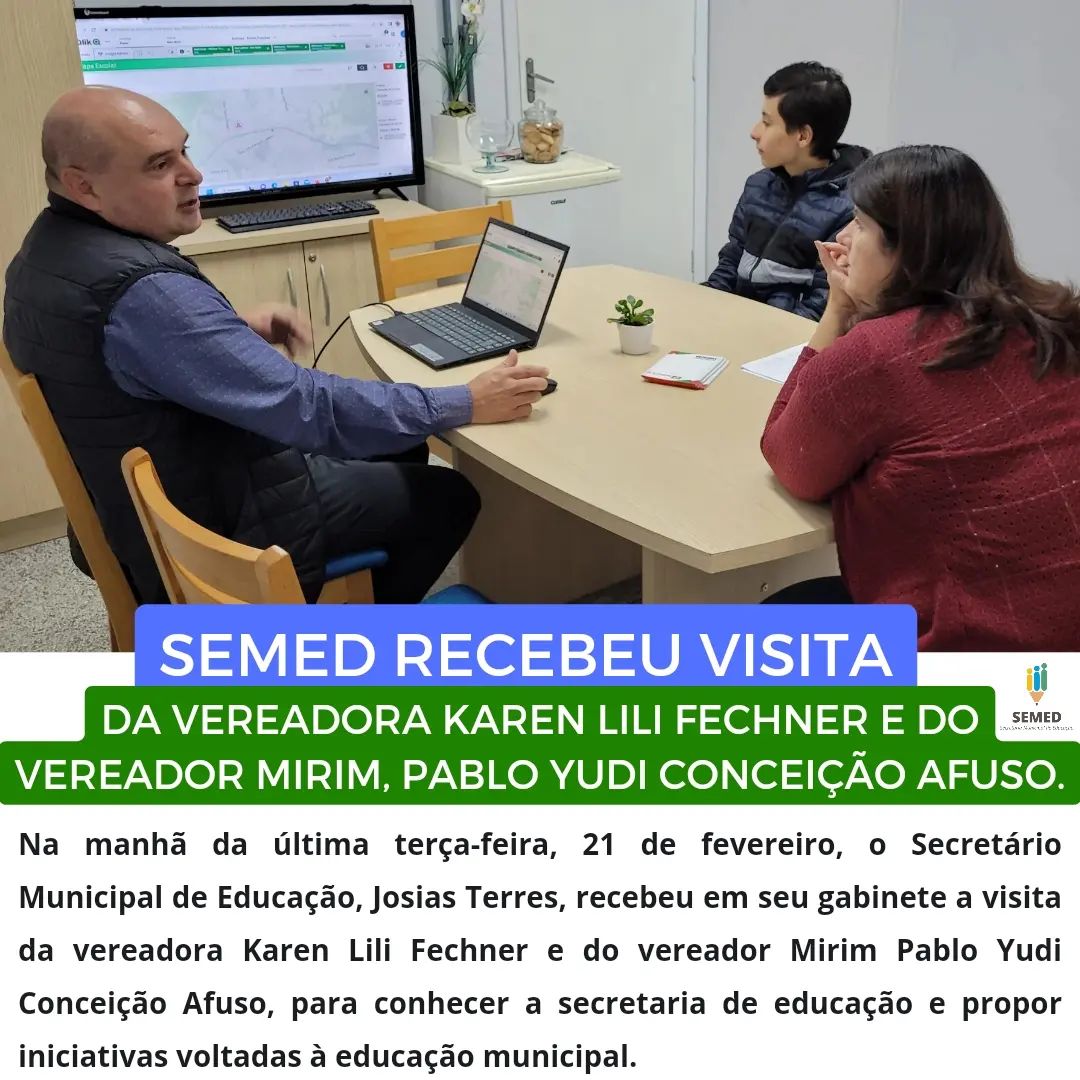 SEMED recebeu a visita de vereadora e do vereador mirim