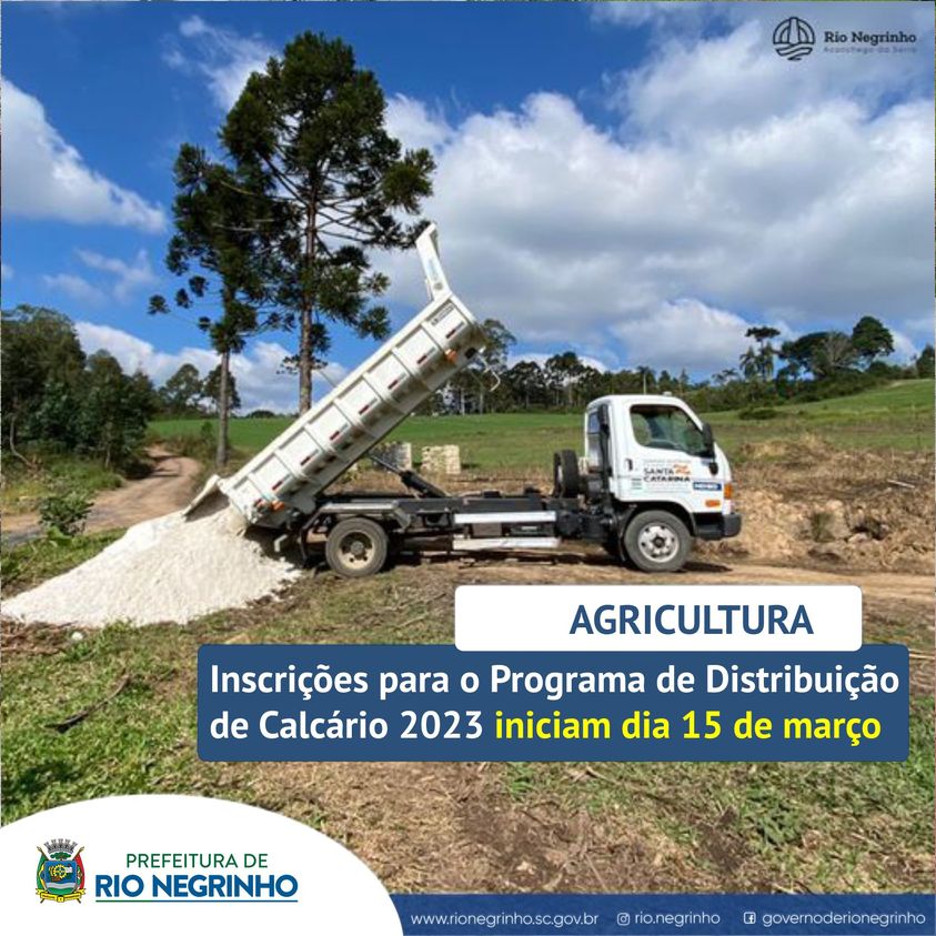 INSCRIÇÕES PARA O PROGRAMA DE DISTRIBUIÇÃO DE CALCÁRIO