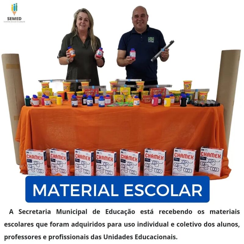 Materiais escolares para as unidades educacionais