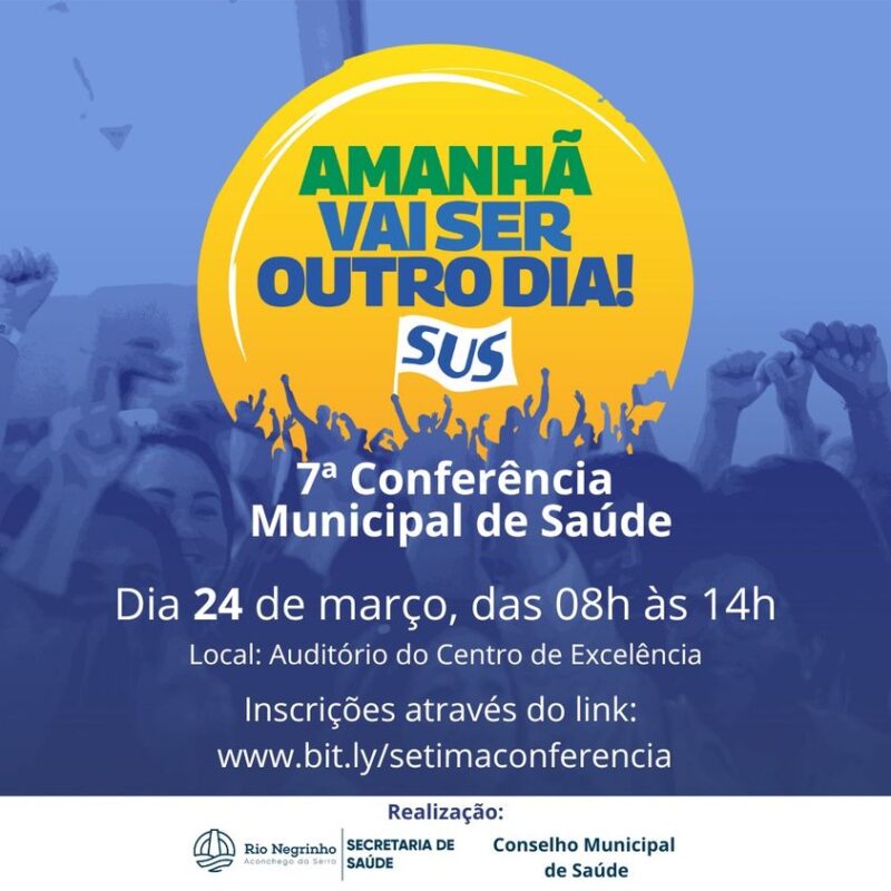 As inscrições para a Sétima Conferência Municipal de Saúde continuam abertas!