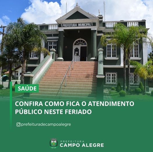 Nesta segunda-feira, 01 de maio, Feriado do Dia do Trabalhador. Em Campo Alegre, algumas repartições públicas atenderão em regime de plantão.