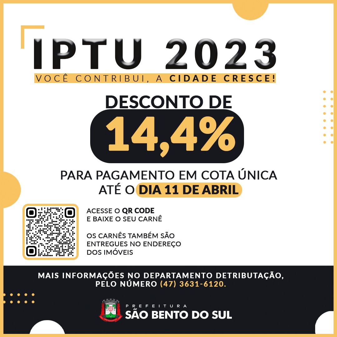 Prazo para pagamento do IPTU com desconto de 14,4% termina nesta terça-feira