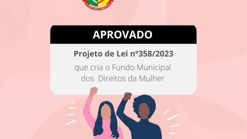 Vereadores aprovam a criação do Fundo Municipal dos Direitos da Mulher