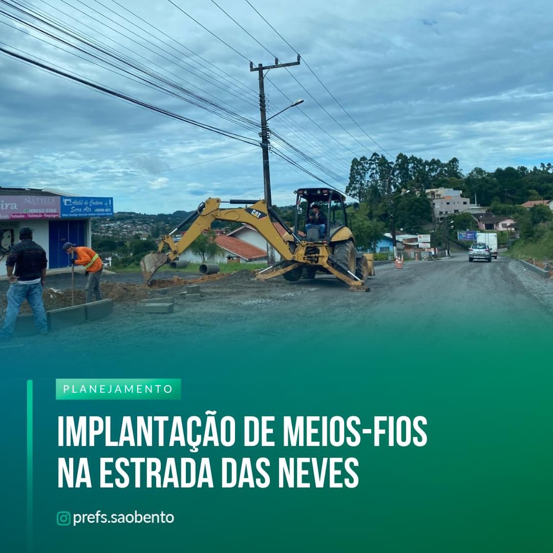 Implantação de meios-fios na Estrada das Neves