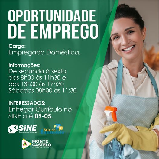 OPORTUNIDADE DE EMPREGO.