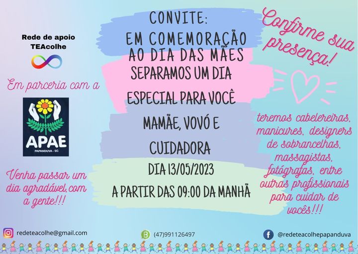 A Rede TEAcolhe Papanduva tem um convite especial para vocês, mamães.