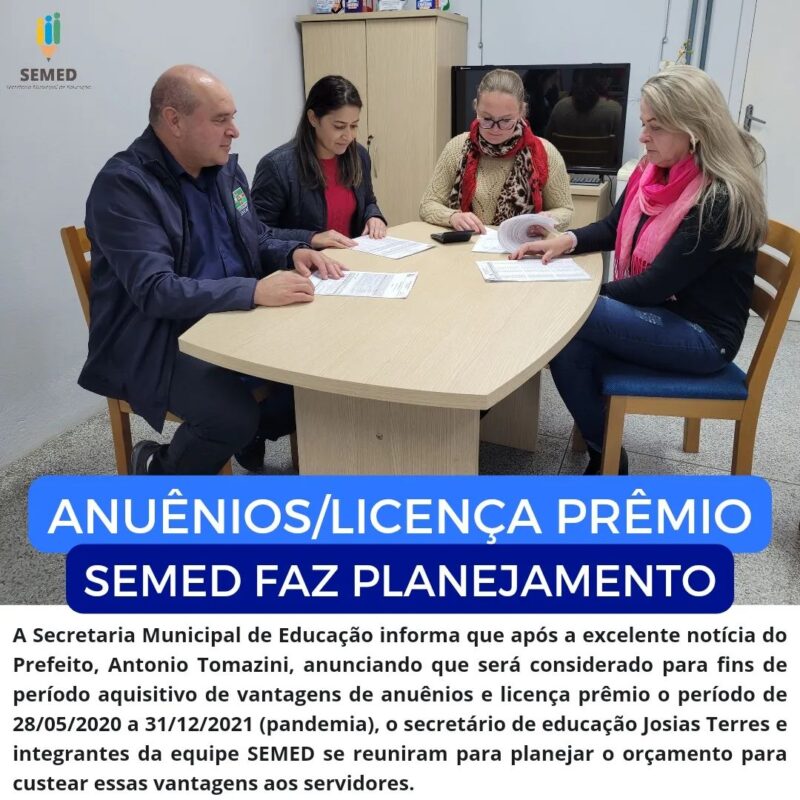 Secretário de Educação e equipe da SEMED organizam planejamento para pagamento de anuênios e licença prêmio conforme anúncio do prefeito