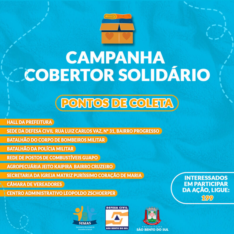 Novos pontos de coleta da Campanha “Cobertor Solidário”