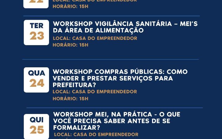 Semana do MEI oferece workshops e consultorias gratuitas