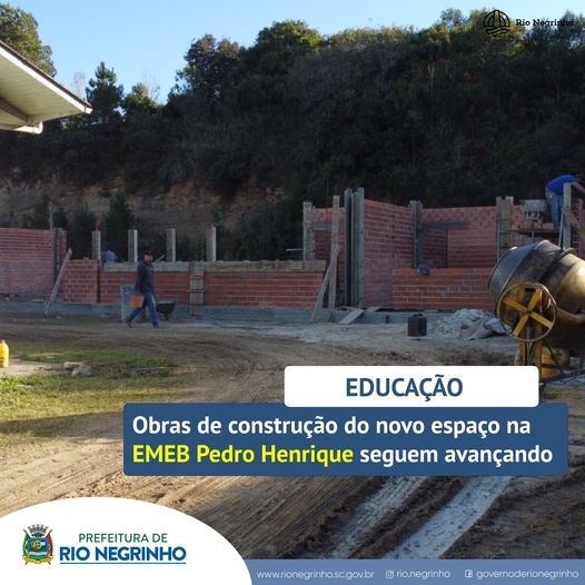 OBRAS NO ESPAÇO EMEB PROFESSOR PEDRO HENRIQUE SEGUEM AVANÇANDO