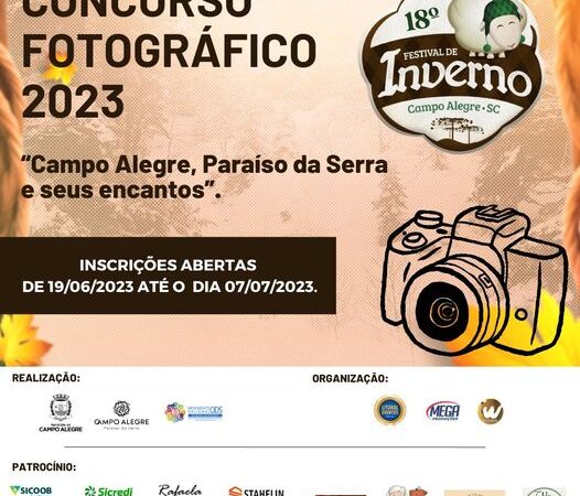 Participe do Concurso Fotográfico 2023, que tem como tema “Campo Alegre, Paraíso da Serra e seus encantos”.