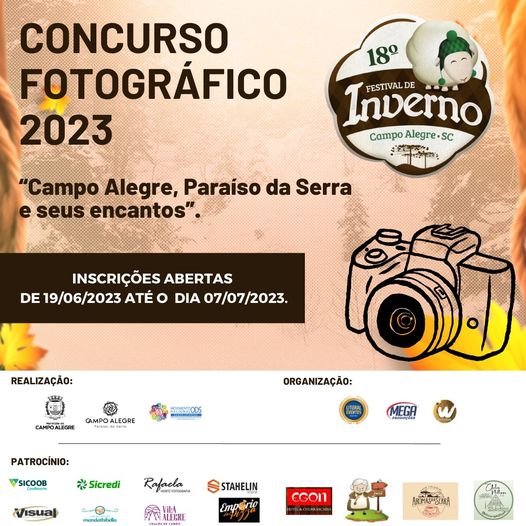 Participe do Concurso Fotográfico 2023, que tem como tema “Campo Alegre, Paraíso da Serra e seus encantos”.