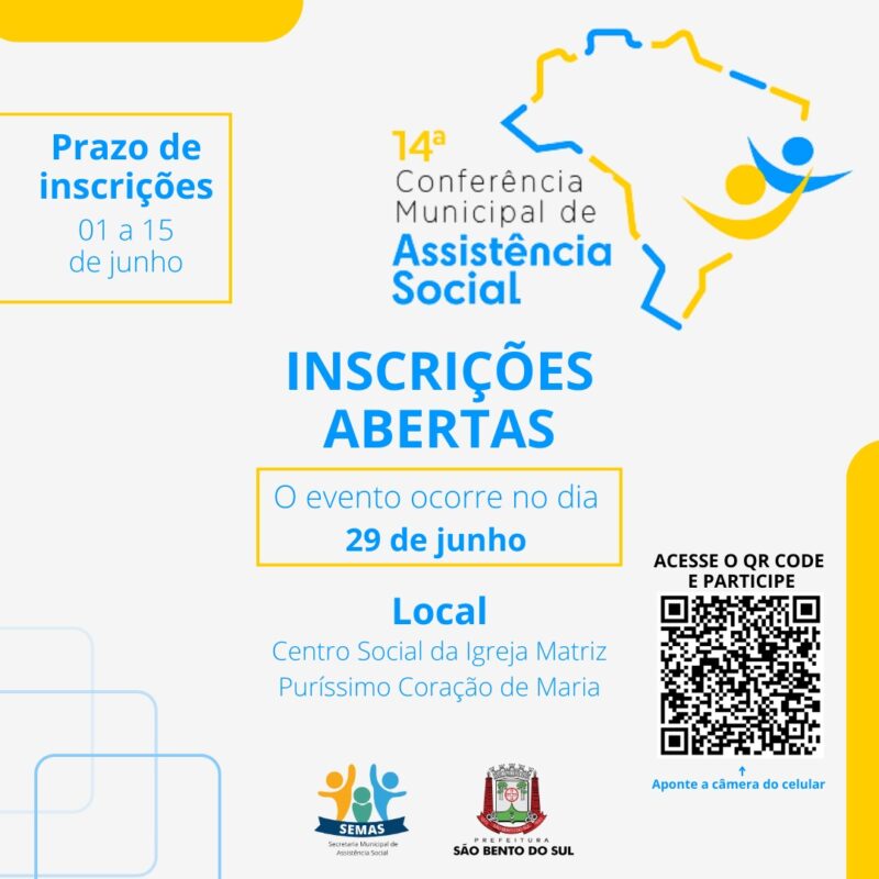 Inscrições abertas para a Conferência Municipal de Assistência Social