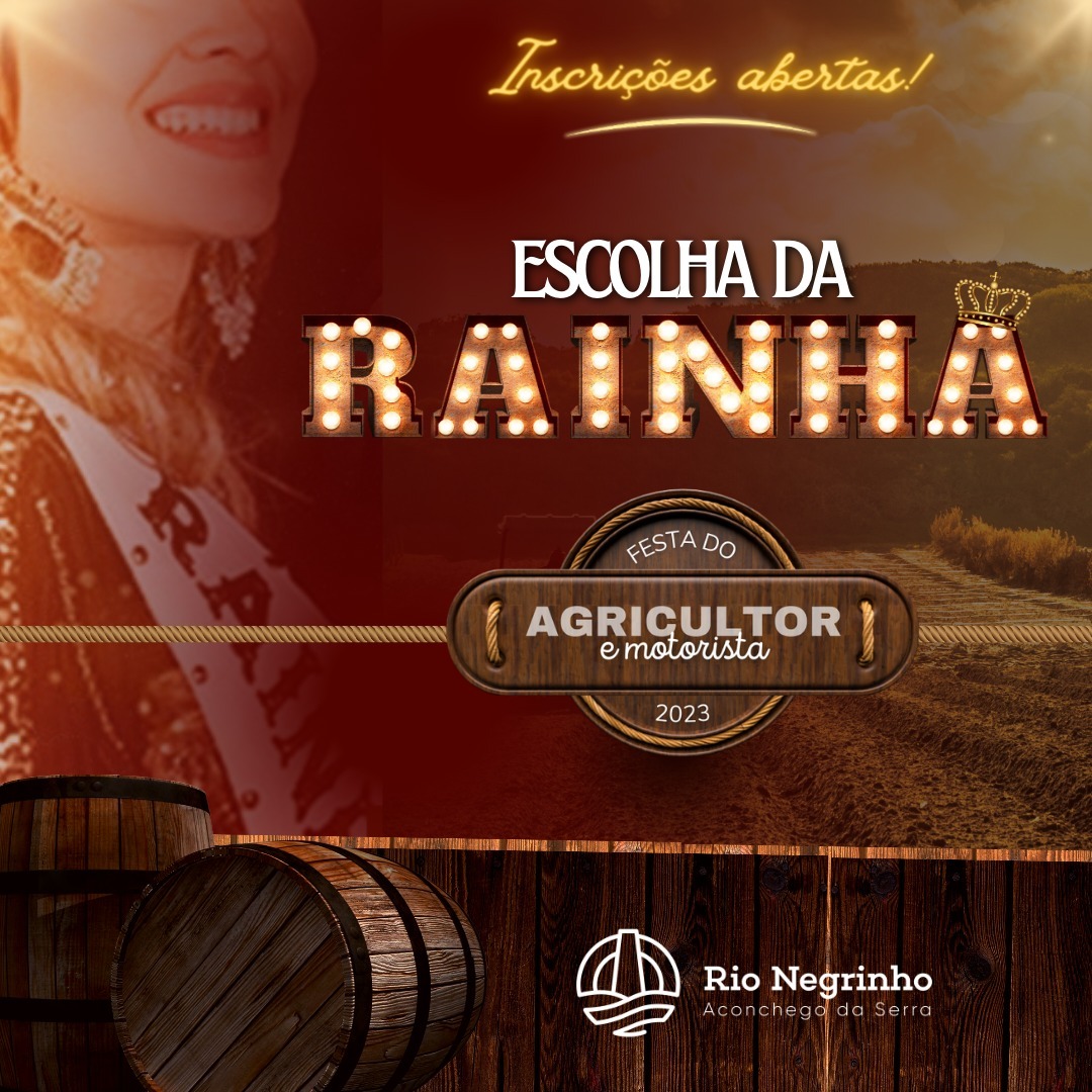 As inscrições para o concurso que elegerá a Rainha e as princesas da Festa do Agricultor e Motorista 2023 seguem abertas!