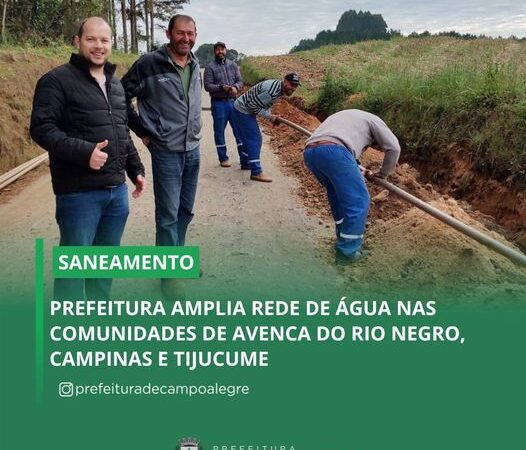 PREFEITURA AMPLIA REDE DE ÁGUA NAS COMUNIDADES DE AVENCA DO RIO NEGRO, CAMPINAS E TIJUCUME