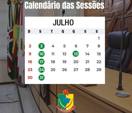 Neste mês de Julho teremos Sessão nos dias 13, 17, 24 e 31.