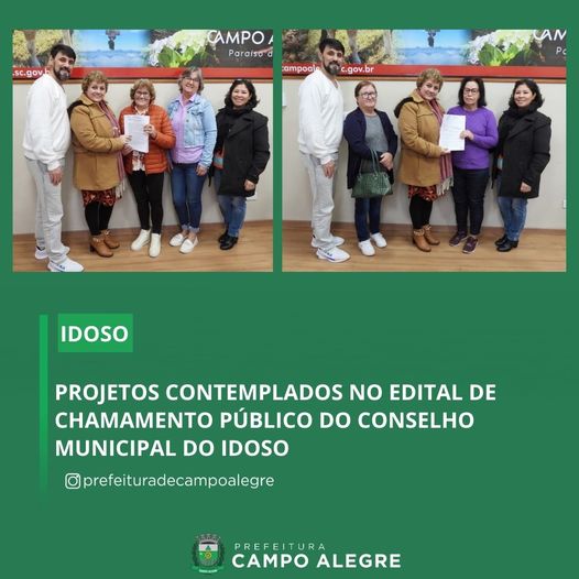 PROJETOS CONTEMPLADOS NO EDITAL DE CHAMAMENTO PÚBLICO DO CONSELHO MUNICIPAL DO IDOSO