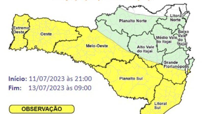 Santa Catarina terá grande volume de chuva esta semana