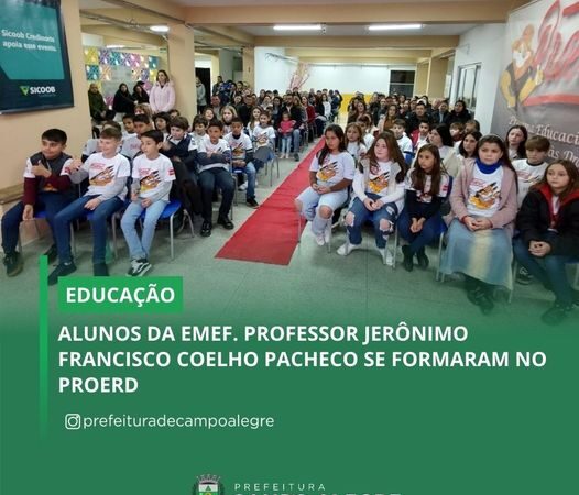 ALUNOS DA EMEF. PROFESSOR JERÔNIMO FRANCISCO COELHO PACHECO SE FORMARAM NO PROERD