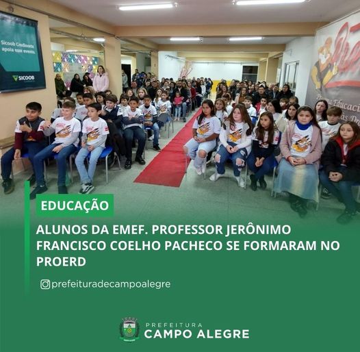 ALUNOS DA EMEF. PROFESSOR JERÔNIMO FRANCISCO COELHO PACHECO SE FORMARAM NO PROERD