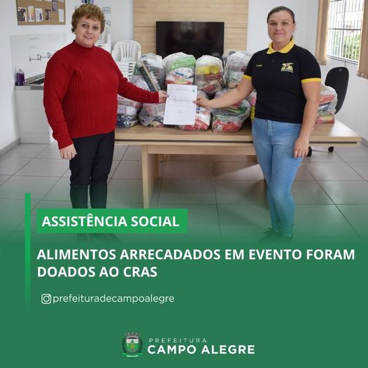 ALIMENTOS ARRECADADOS EM EVENTO FORAM DOADOS AO CRAS