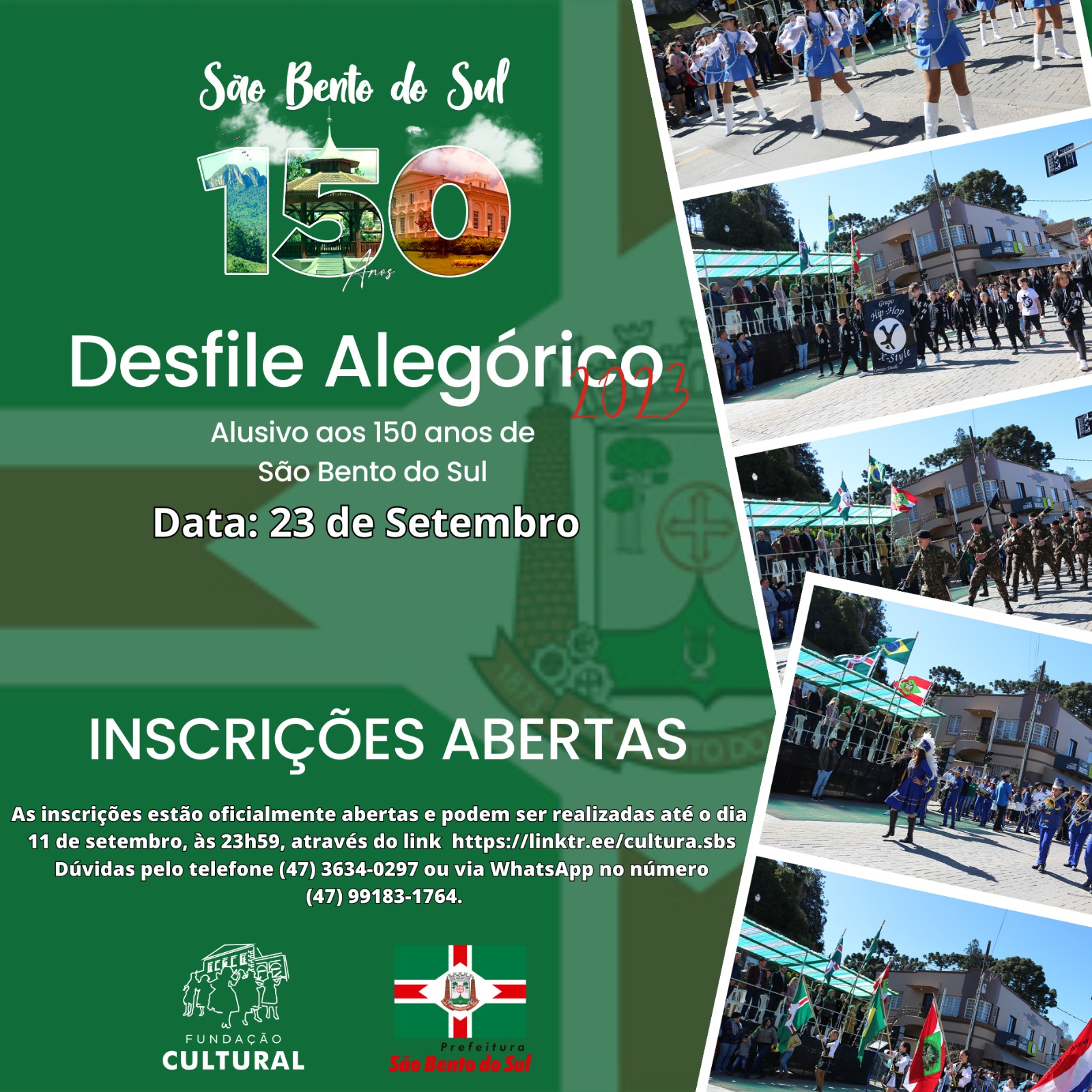 Celebração dos 150 Anos de São Bento do Sul: Inscrições Abertas para o Grande Desfile Alegórico