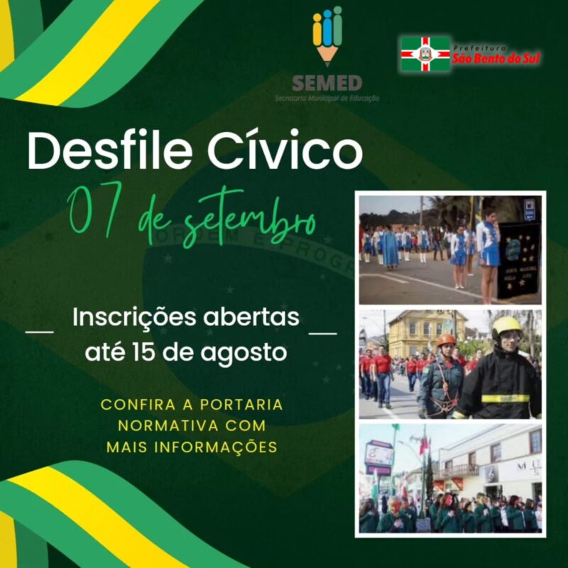 Inscrições abertas para o Desfile Cívico no dia 07 de Setembro