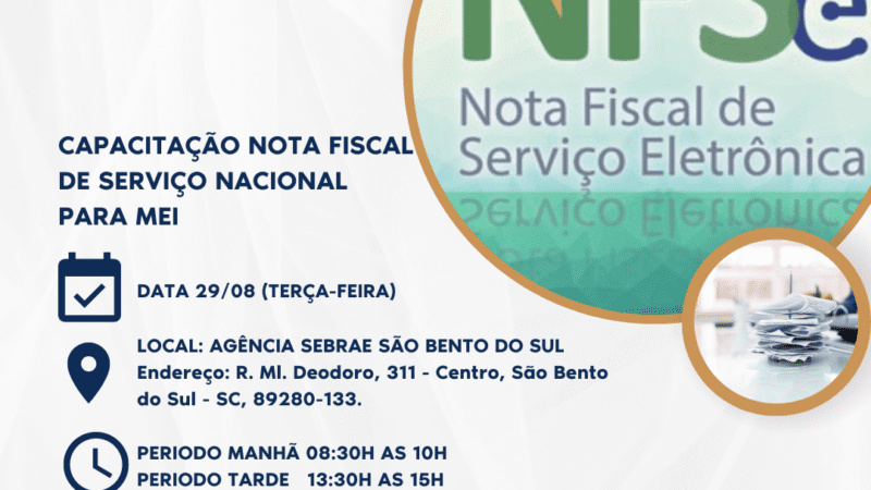 Prefeitura e Sebrae oferecem capacitação sobre nova Nota Fiscal Nacional de Serviços para MEI