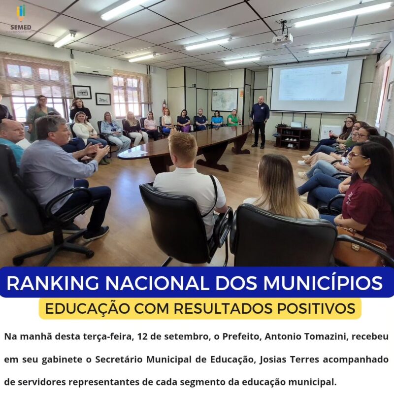 Educação de São Bento do Sul é destaque em ranking nacional de competitividade dos municípios.