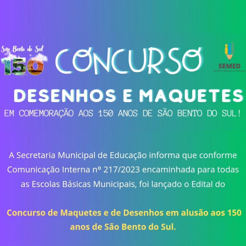 As inscrições no Concurso de Maquetes e de Desenhos em alusão aos 150 anos de São Bento do Sul seguem até 21 de setembro