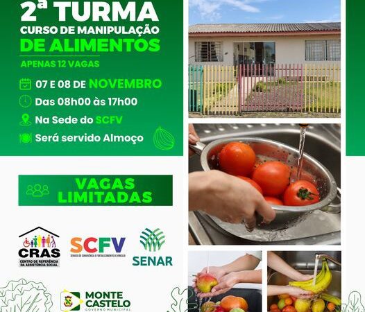 2ª TURMA DO CURSO DE MANIPULAÇÃO DE ALIMENTOS.