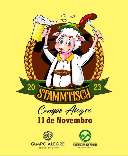 Vem aí o primeiro Stammtisch de Campo Alegre, uma verdadeira reunião de amigos, família e tradição. Dia 11 de Novembro.