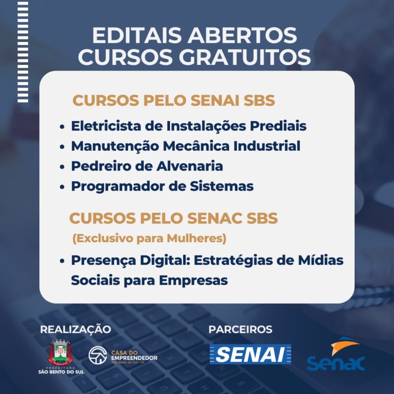 Cursos gratuitos “Programa Qualifica São Bento do Sul”