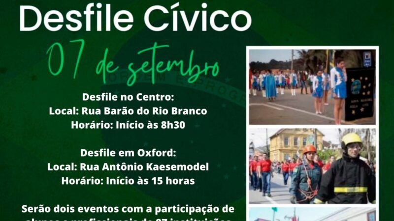 Desfiles Cívicos em celebração à Independência do Brasil e aos 150 anos do Município