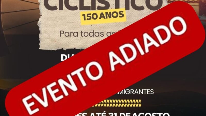 Passeio Ciclístico é transferido para o dia 16 de setembro