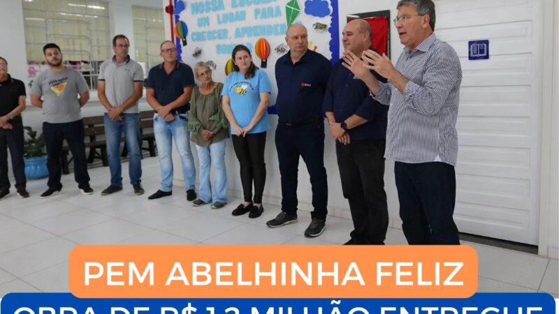 Obra de reforma e ampliação da Pré Escola Municipal Abelhinha Feliz teve investimentos de R$ 1,2 milhão.