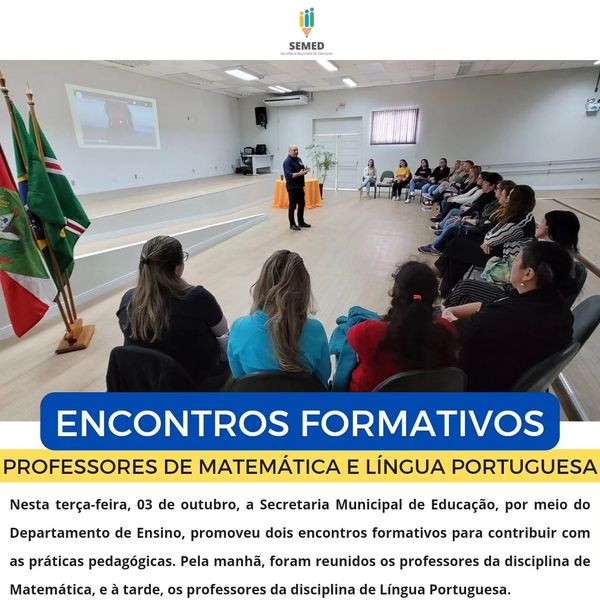 Formação para professores de Matemática e Língua Portuguesa na SEMED