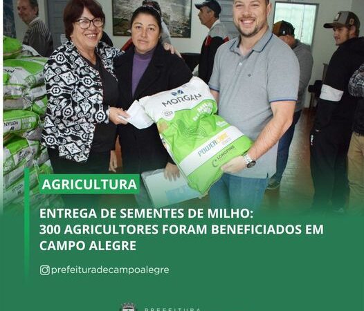 ENTREGA DE SEMENTES DE MILHO: 300 AGRICULTORES FORAM BENEFICIADOS EM CAMPO ALEGRE